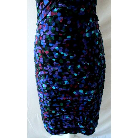 London Times Women's Multi Color Sleeveless Lined Stretch Zip Back Dress Size 8 - Picture 3 of 9